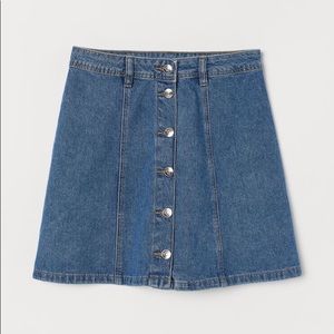 Denim skirt with button up front